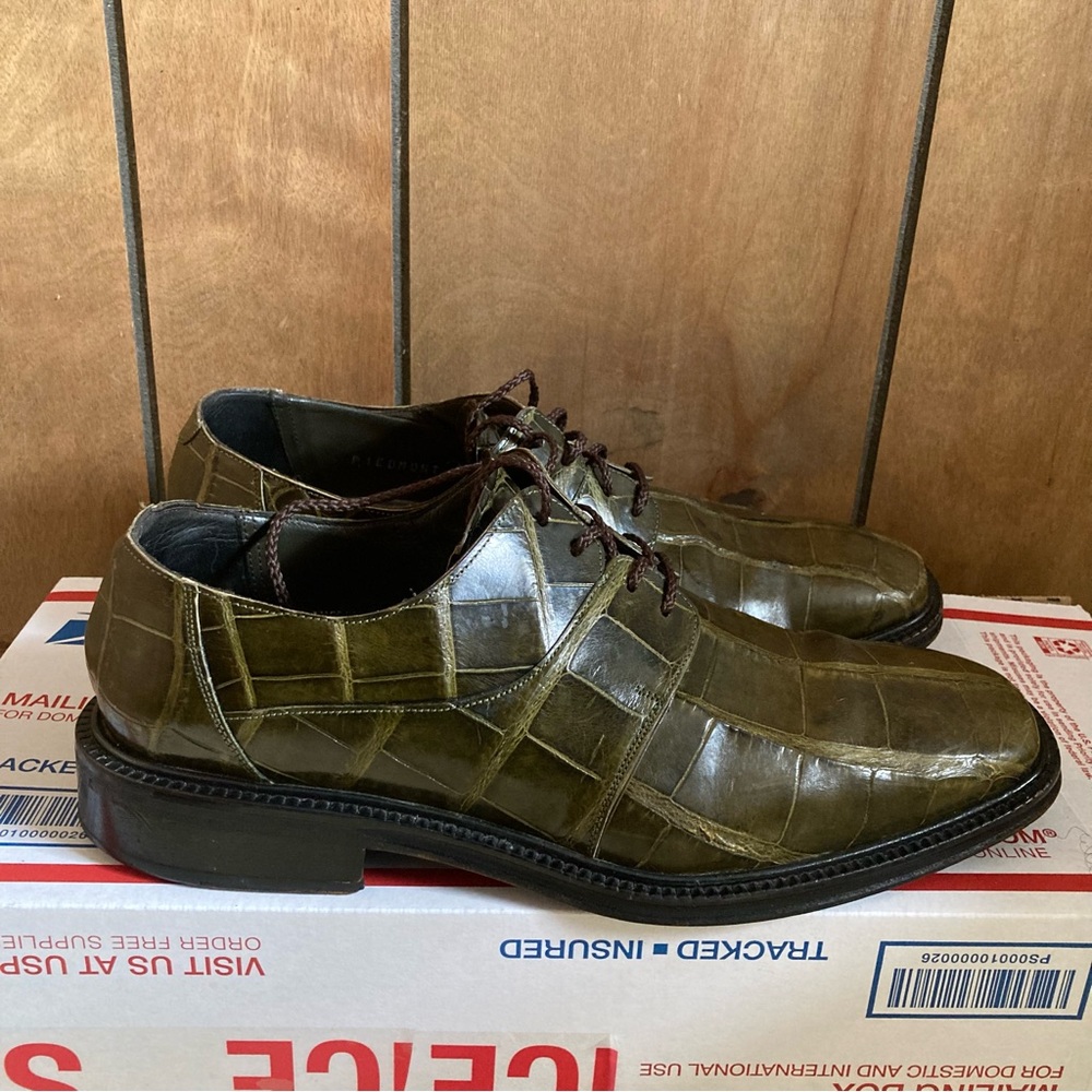 Mezlan Platinum Genuine Alligator Dress Shoes Mens 9.5 Green